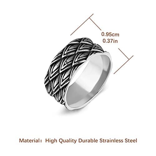 HZMAN Men's Retro Gothic Stainless Steel Dragon Ring