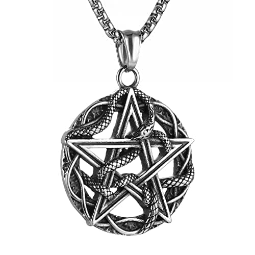 Men's Gothic Snake Pendant Chain Necklace, Stainless Steel
