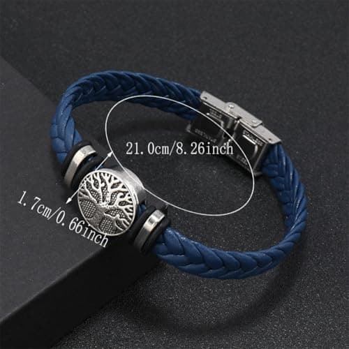 Family Tree of Life Braided Leather Cuff Bracelet for Men and Women