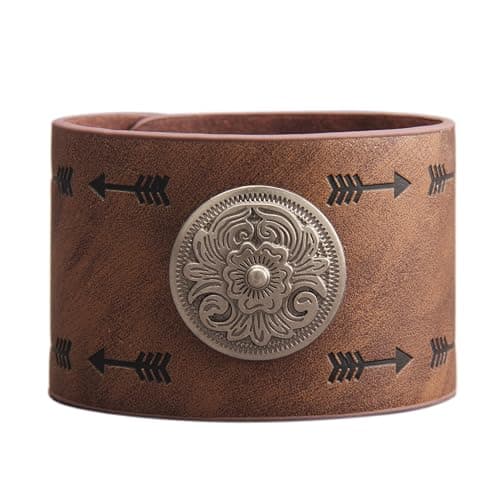 Jeilwiy Men's Punk Leather Wristbands - Adjustable, Braided Black & Brown Cuff Bangle Gifts