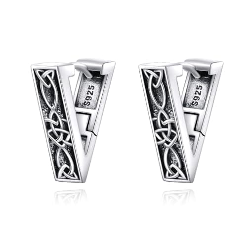 Celtic Knot Hoop Earrings 925 Sterling Silver Vintage Irishmens Women