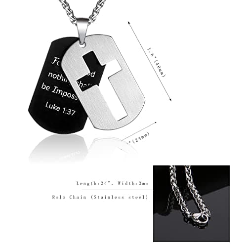 Stainless Steel Cross Necklace for Men and Boys with Lord's Prayer Pendant