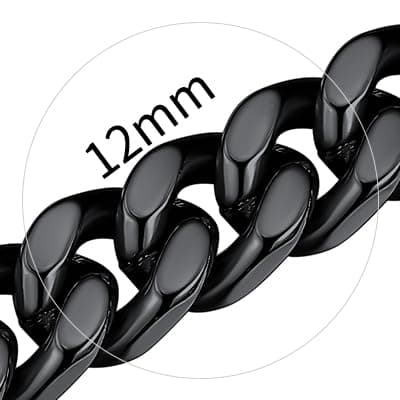 ChainsHouse 18K Gold Miami Cuban Chain Necklace, Black, 5mm-14mm Width, Durable Gift Box