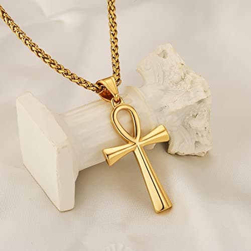 Men's Stainless Steel Ankh Cross Necklace for the audience of men.
