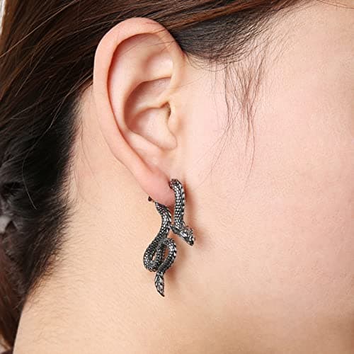 HZMAN Retro Dragon Earrings Stainless Steel Gothic Punk Dragon Head Stud Earring Party Jewelry Gift for Men Women
