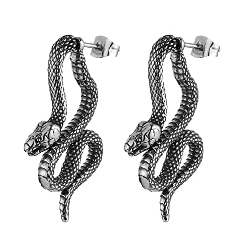 HZMAN Gothic Green Eye Snake Earrings for Men & Women