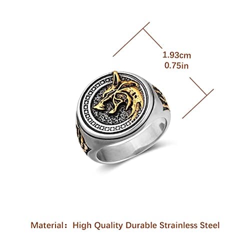 HZMAN Viking Wolf Ring for Men Stainless Steel Wolf Head Paw Rings Gift