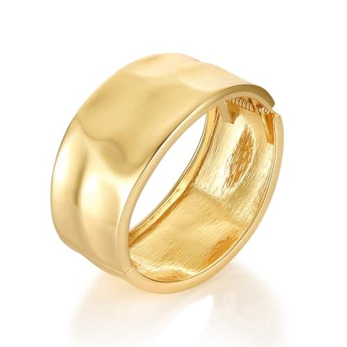 Chunky Gold Cuff Bracelet for Women - Hammered Wide Bangle