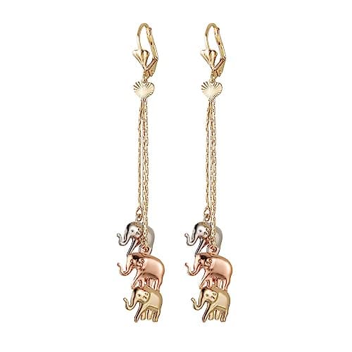 Elephant Dangle Drop Earrings for Women and Girls
