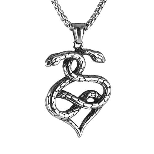 Men's Gothic Snake Pendant Chain Necklace, Stainless Steel