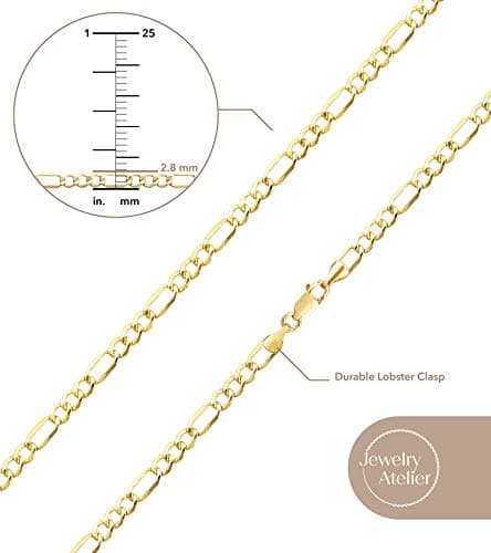Gold Chain Necklace Collection for Women and Men - 14K Solid Yellow Gold Filled Figaro Chain Necklaces