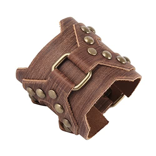 HZMAN Punk Style Adjustable Leather Bracelet for Men - Motorcycle, Archery, Costume Parties