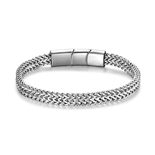 Stainless Steel Magnetic Clasp Mens Franco Chain Bracelet