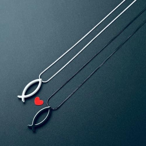 MOO&LEE Ichthys Pendant Necklace for Men and Women Christian Symbol Gift