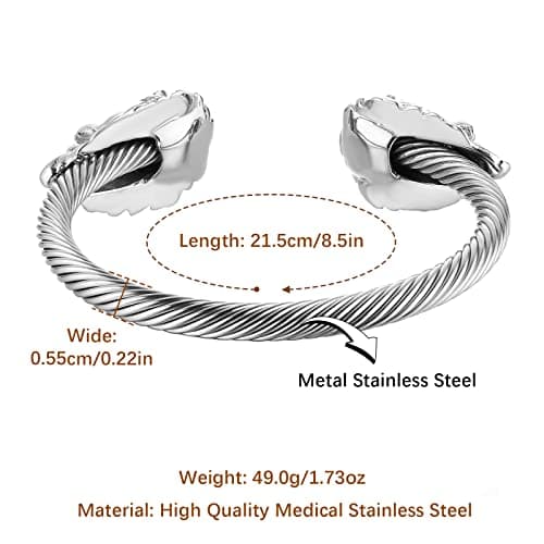 HZMAN Lion Bracelet Stainless Steel Gold Plated Biker Punk
