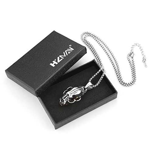 Men's Stainless Steel Sabertooth Tiger Skull Pendant Necklace