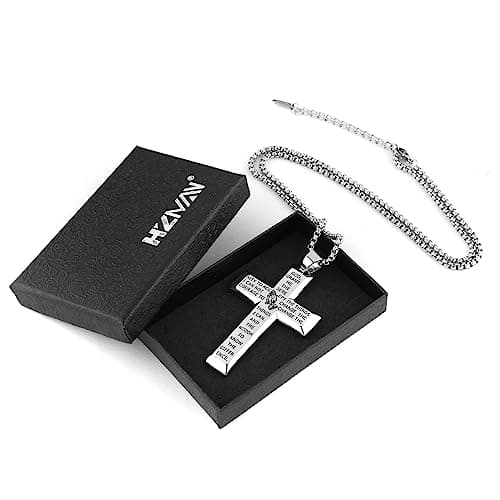 Serenity Prayer Stainless Steel Cross Necklace for Men and Women