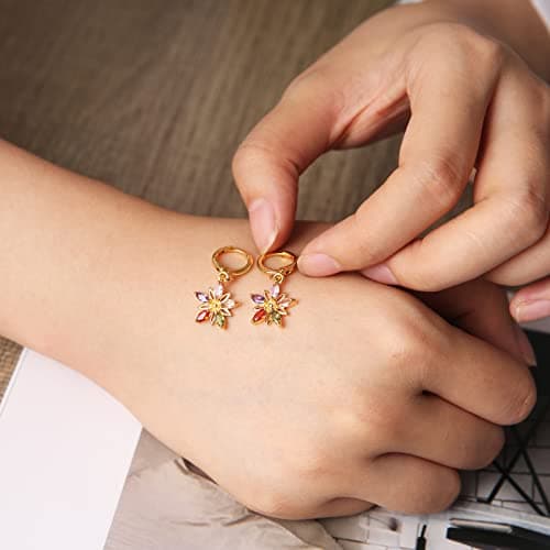 Crystal Flower Earrings for Women Girls