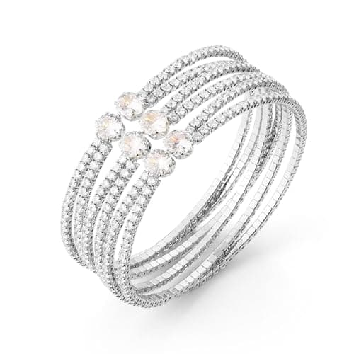 HZMAN Crystal Rhinestone Cuff & Multi-Layer Bracelet for Women Prom Party Wedding