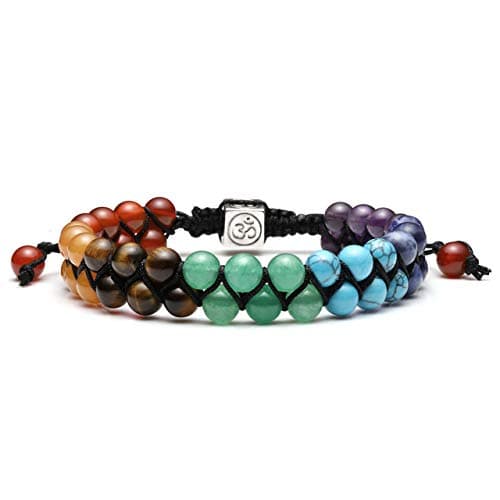 Jovivi 7 Chakra Healing Tree of Life Bracelet with Real Stones