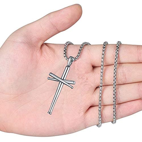 Baseball Cross Pendant Necklace for Teen Boys and Men