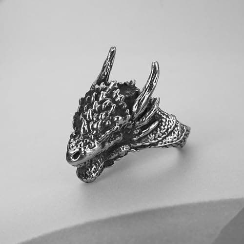 HZMAN Dragon Ring for Men Gothic Stainless Steel Punk Jewelry