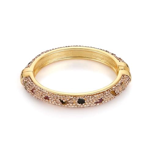 Chunky Gold Plated Stone Chips Cuff Bracelet for Women - Retro Gravel Agate Jewelry Gift