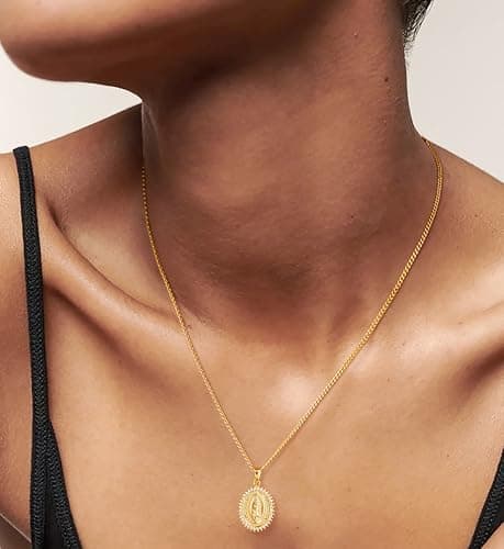 ACC PLANET Gold Plated Virgin Mary Rhinestone Necklace Pendant Ideal for Mother's Day