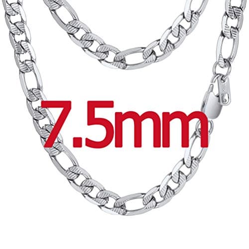 PROSTEEL Black 18K Gold Plated 316L Stainless Steel Figaro Chain Necklace, 14-30inch