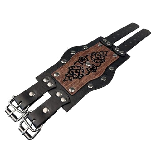 HiiFeuer Viking Runes Faux Leather Cuff Bracelet