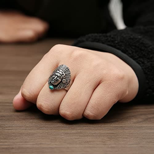 HZMAN Men's Vintage Indian Chief Headring Jewelry_gift_stainless_steel