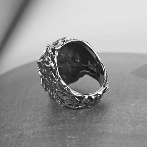 HZMAN Men's Stainless Steel Retro Skull Head Ring for Halloween Party Jewelry Gift