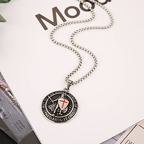 HZMAN Knights Templar Stainless Steel Necklace for Men
