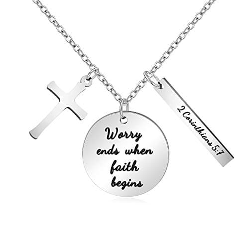 Christian Bible Verse Cross Pendant Necklace for Women - Faith Prayer Charm Jewelry for Birthday and Christmas
