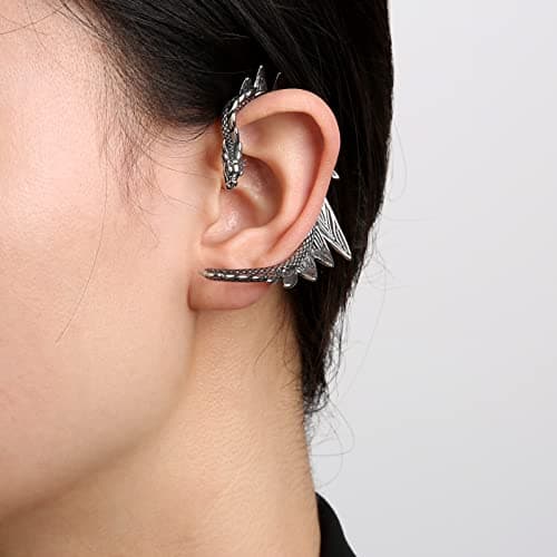 Stainless Steel Dragon Ear Cuff Earrings for Women and Men