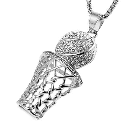 Basketball Hoop Necklace Stainless Steel Gold Plated Jewelry Gift
