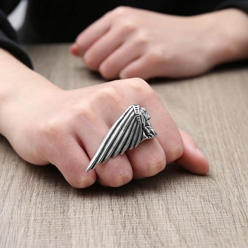 HZMAN Indian Chief Vintage Stainless Steel Head Ring for Men Jewelry Gift