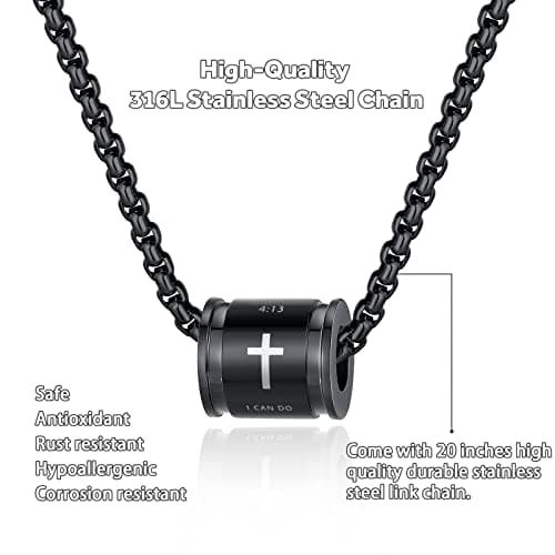 JAYUMO Men's Stainless Steel Cross Necklace with Lord's Prayer Pendant 20" Chain