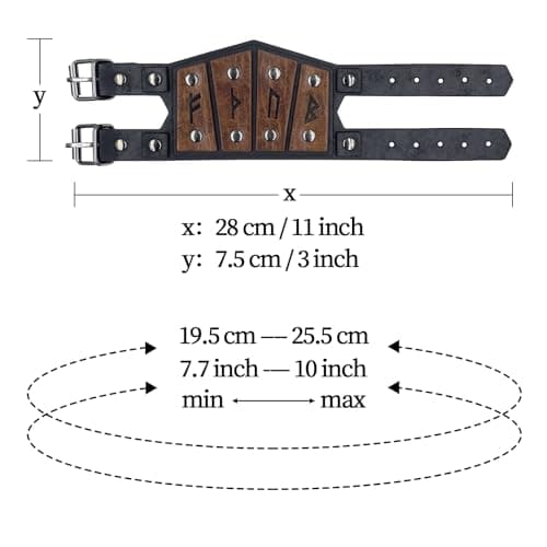 HiiFeuer Viking Runes Faux Leather Cuff Bracelet
