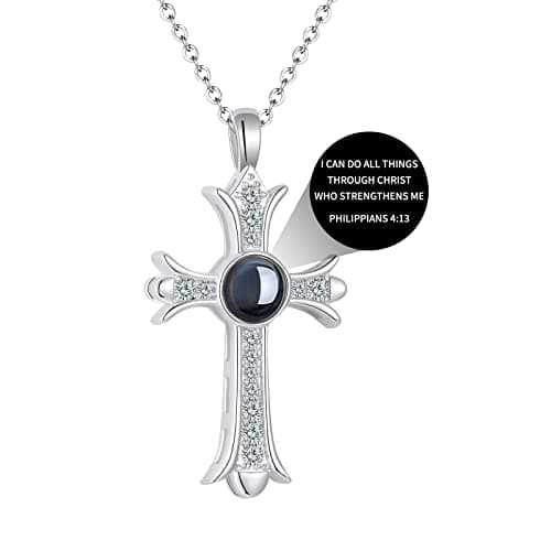 Apsvo Gold/Silver Cross Pendant Bible Verse Necklace for Women Christian Jewelry