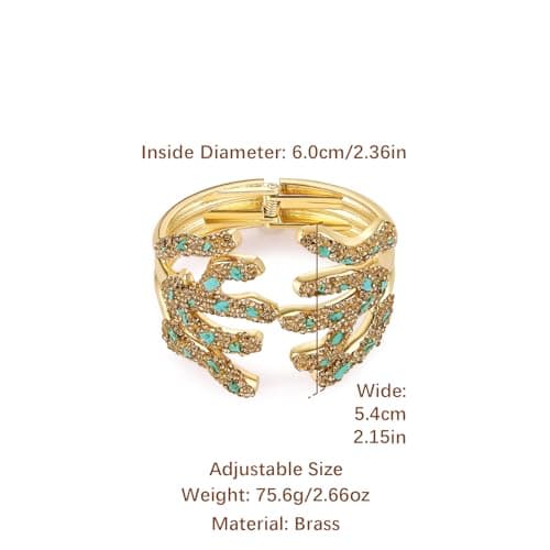 HZMAN Coral Reef Gold Plated Chunky Cuff Bracelet for Women