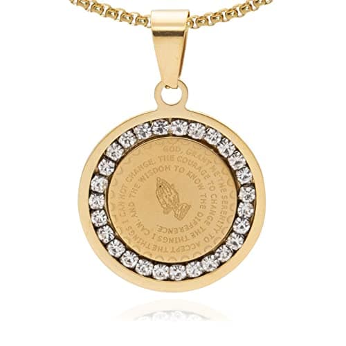 18K Gold Bible Verse Hand Pendant Necklace by PEAS
