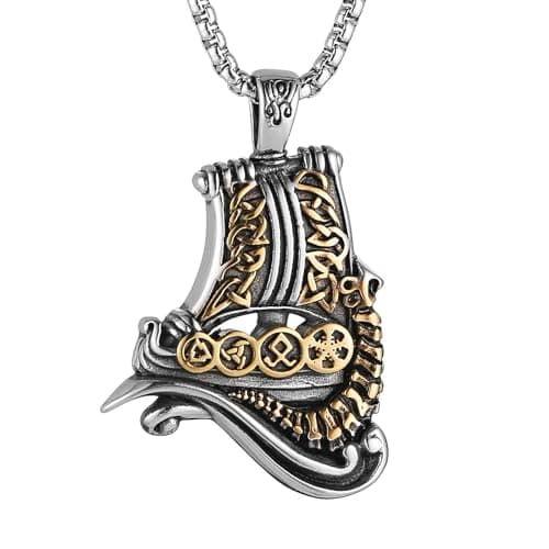 HZMAN Norse Viking Ship Sailing Necklace for Men