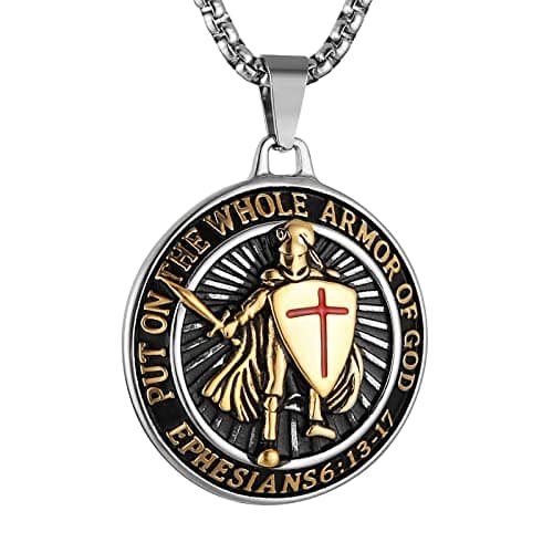 HZMAN Knights Templar Stainless Steel Necklace for Men