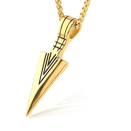 HZMAN Arrowhead Stainless Steel Necklace with Wheat Chain
