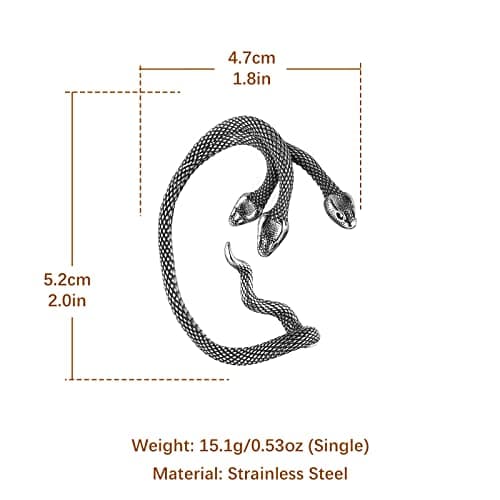 HZMAN Stainless Steel Retro Punk Gothic Dragon Cuff Earring for Men