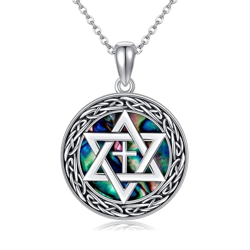 YFN Sterling Silver Celtic Cross & Star of David Pendant Jewelry for Women