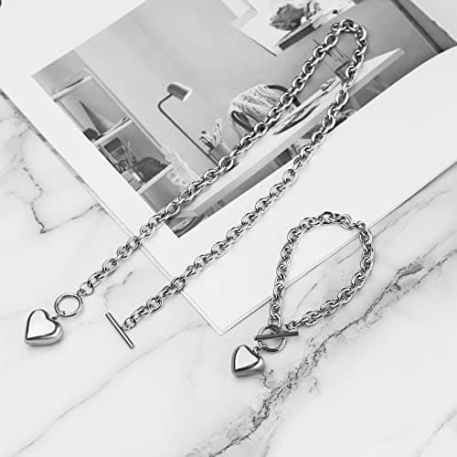 HZMAN Women's Stainless Steel Multilayer Heart Pendant Necklace