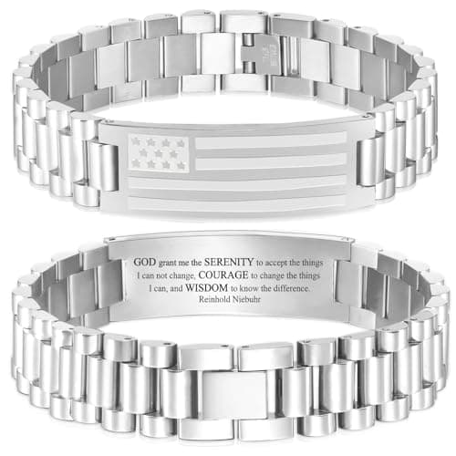GLEZZA American Flag Cross Bible Verse Bracelet - Graduation Gift for Men & Teens