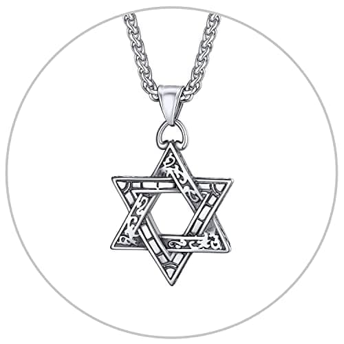 Star of David Necklace for Men and Women - Gold/Stainless Steel Hexagon Pendant